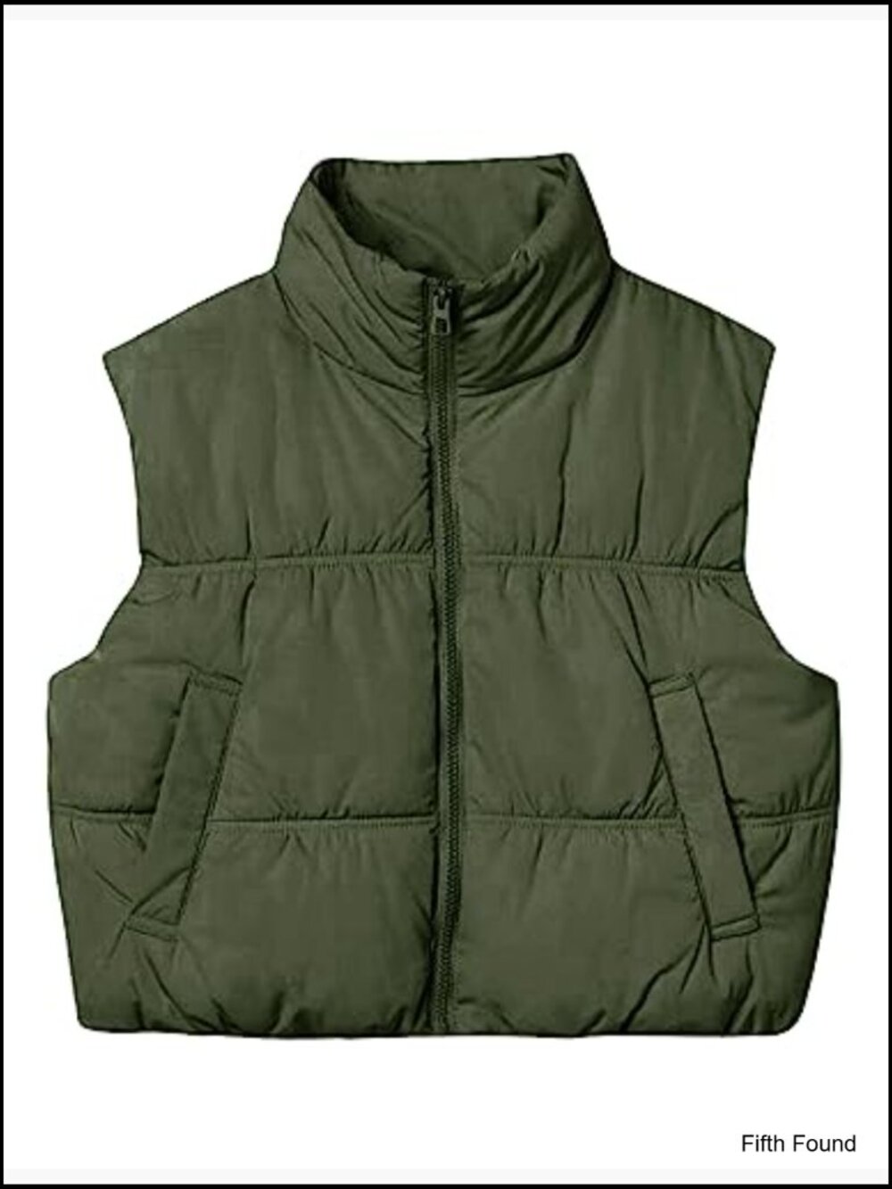 Cropped Puffer Vest Zip Up Stand Collar Sleeveless Padded Vest - Picture 3 of 7